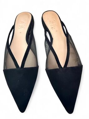 ZARA Pointed Toe Mesh and Suede Flats